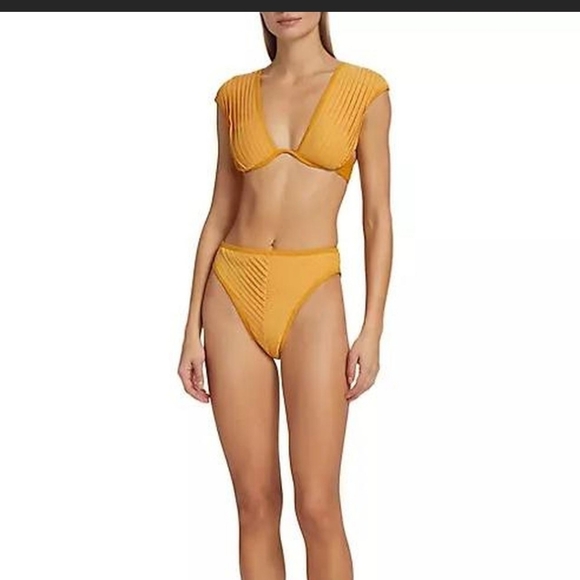 Andrea Iyamah Yellow Ribbed Bikini Bottoms - Picture 3 of 4